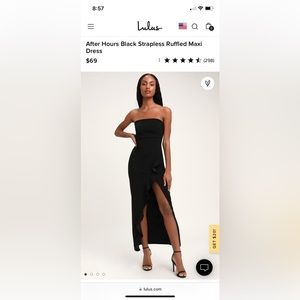 Lulu’s After Hours Black Strapless Ruffled Maxi Dress